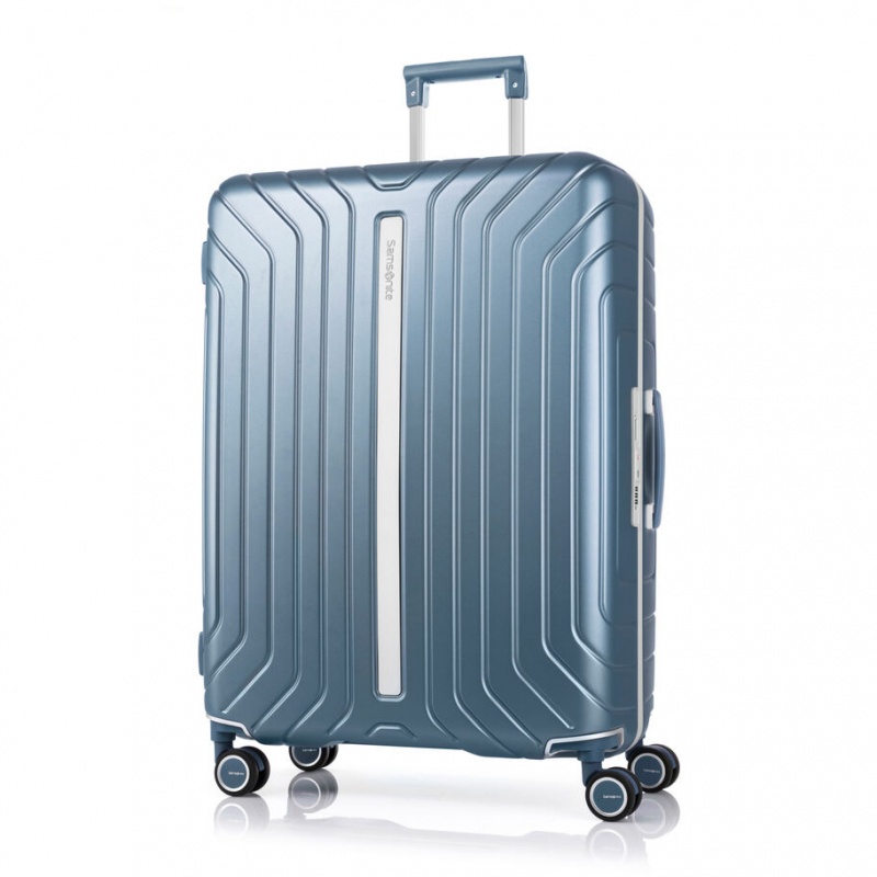 Samsonite Lite-Frame Checked Spinner Reiskoffers Koffers Blauw | 582619-NWA