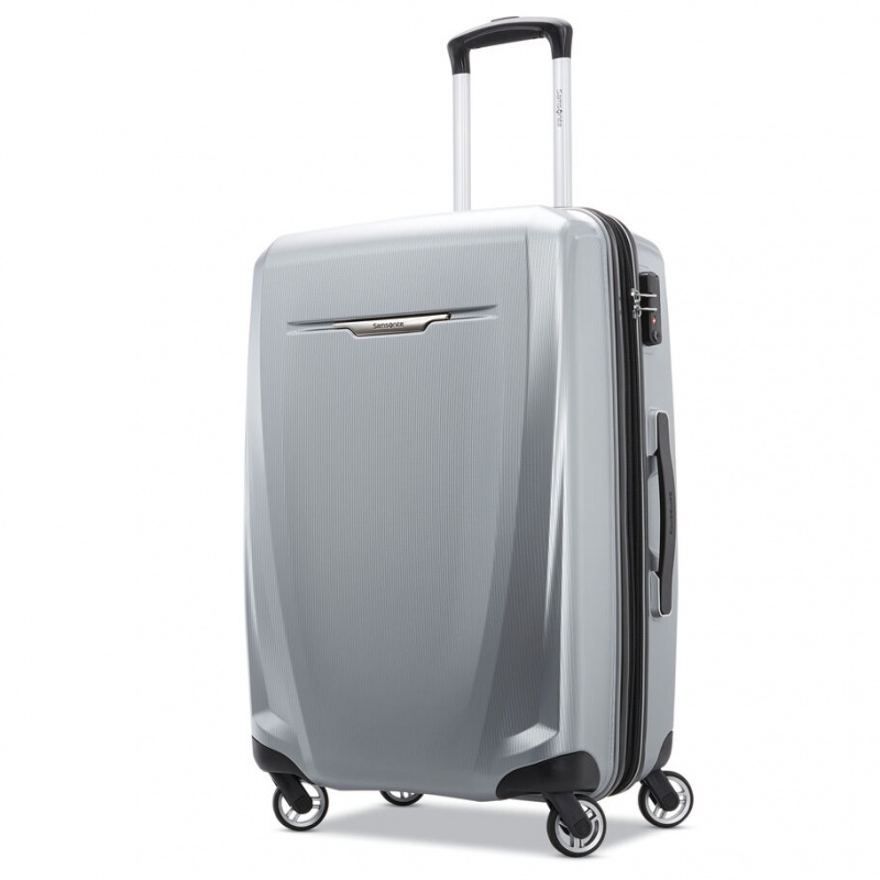 Samsonite Winfield 3 DLX Spinner Expandable Hardside Reiskoffers Koffers Zilver | 038674-CDU